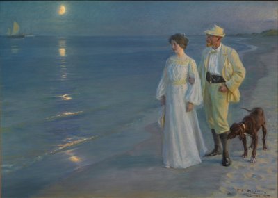 Noite de verão na praia de Skagen. O artista e sua esposa de Peder Severin Krøyer